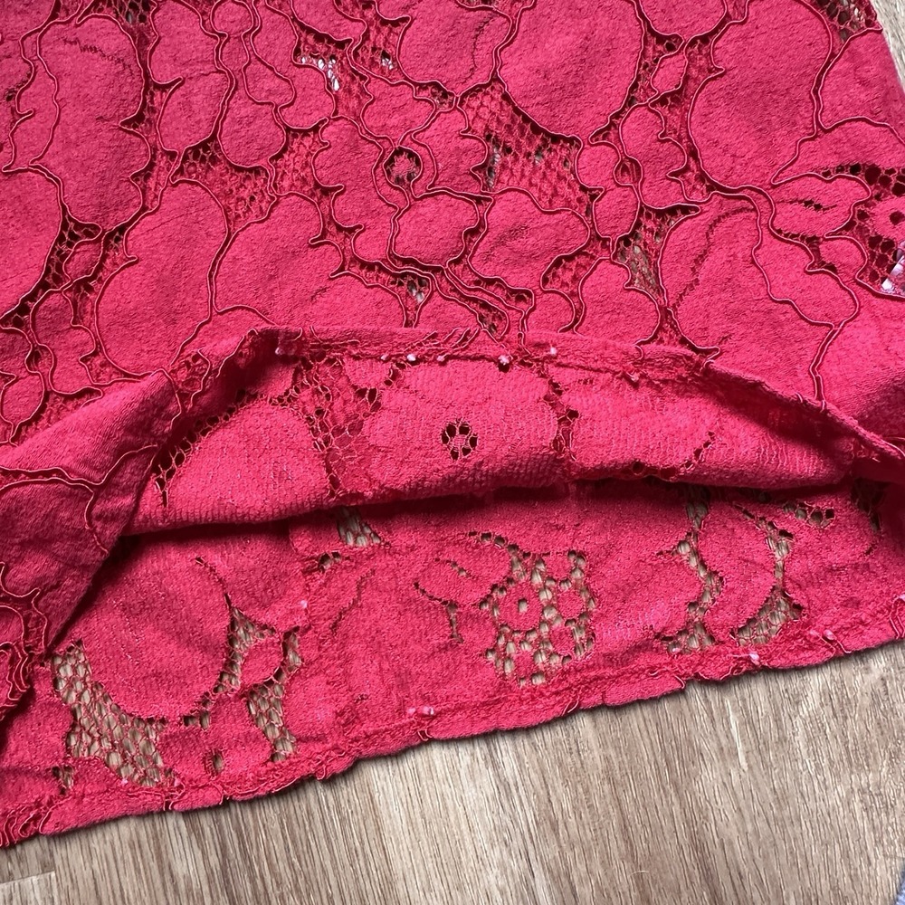 Zara Trafaluc Women's Red Ruffle Floral Lace Sleeveless Top Size S - Picture 5 of 8